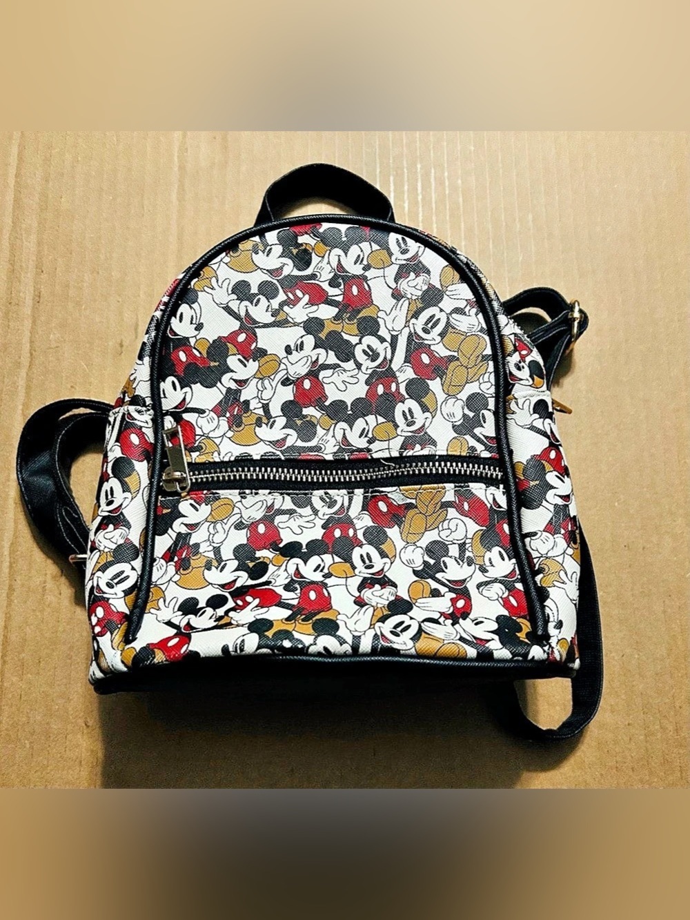 Mickey Mouse Print Backpack in White & Black Like New- Mini size